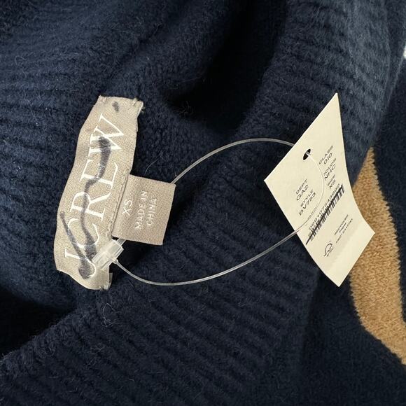 J.Crew Chunky Crewneck Sweater Supersoft Yarn Cropped Oversized Navy XS NWT - Picture 6 of 12